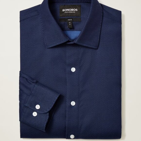 Bonobos desk to dinner Navy Button Down Shirt - Picture 1 of 5